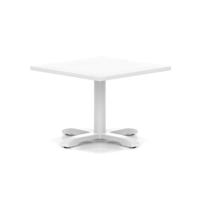 Italia 800mm Square Coffee Table White Top 495mm High White Leg Cross Base