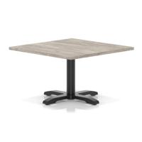 Italia 1000mm Square Coffee Table Grey Oak Top 495mm High Black Leg Cross Base