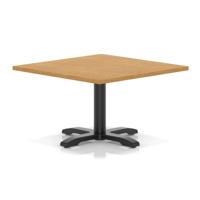 Italia 1000mm Square Coffee Table Oak Top 495mm High Black Leg Cross Base