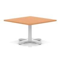 Italia 1000mm Square Coffee Table Beech Top 495mm High White Leg Cross Base