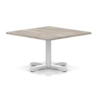 Italia 1000mm Square Coffee Table Grey Oak Top 495mm High White Leg Cross Base