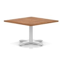 Italia 1000mm Square Coffee Table Walnut Top 495mm High White Leg Cross Base