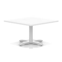 Italia 1000mm Square Coffee Table White Top 495mm High White Leg Cross Base