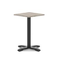 Italia 600mm Poseur Square Table Grey Oak Top 750mm High Black Leg Cross Base