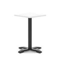 Italia 600mm Poseur Square Table White Top 750mm High Black Leg Cross Base