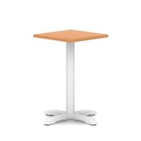 Italia 600mm Poseur Square Table Beech Top 750mm High White Leg Cross Base