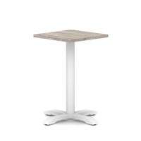 Italia 600mm Poseur Square Table Grey Oak Top 750mm High White Leg Cross Base