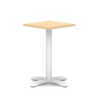 Italia 600mm Poseur Square Table Maple Top 750mm High White Leg Cross Base