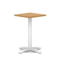 Italia 600mm Poseur Square Table Oak Top 750mm High White Leg Cross Base