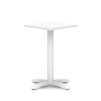 Italia 600mm Poseur Square Table White Top 750mm High White Leg Cross Base