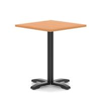 Italia 800mm Poseur Square Table Beech Top 750mm High Black Leg Cross Base