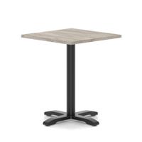 Italia 800mm Poseur Square Table Grey Oak Top 750mm High Black Leg Cross Base