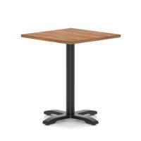 Italia 800mm Poseur Square Table Walnut Top 750mm High Black Leg Cross Base