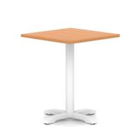 Italia 800mm Poseur Square Table Beech Top 750mm High White Leg Cross Base