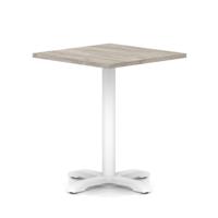 Italia 800mm Poseur Square Table Grey Oak Top 750mm High White Leg Cross Base