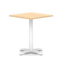 Italia 800mm Poseur Square Table Maple Top 750mm High White Leg Cross Base