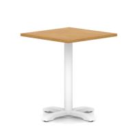 Italia 800mm Poseur Square Table Oak Top 750mm High White Leg Cross Base
