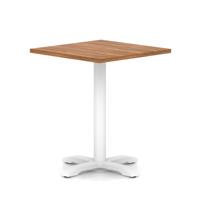Italia 800mm Poseur Square Table Walnut Top 750mm High White Leg Cross Base