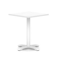 Italia 800mm Poseur Square Table White Top 750mm High White Leg Cross Base