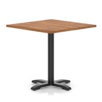 Italia 1000mm Poseur Square Table Walnut Top 750mm High Black Leg Cross Base