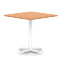 Italia 1000mm Poseur Square Table Beech Top 750mm High White Leg Cross Base