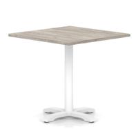 Italia 1000mm Poseur Square Table Grey Oak Top 750mm High White Leg Cross Base