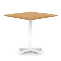 Italia 1000mm Poseur Square Table Oak Top 750mm High White Leg Cross Base