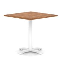 Italia 1000mm Poseur Square Table Walnut Top 750mm High White Leg Cross Base