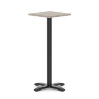Italia 600mm Poseur Square Table Grey Oak Top 1170mm High Black Leg Cross Base
