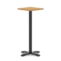 Italia 600mm Poseur Square Table Oak Top 1170mm High Black Leg Cross Base