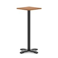 Italia 600mm Poseur Square Table Walnut Top 1170mm High Black Leg Cross Base