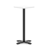 Italia 600mm Poseur Square Table White Top 1170mm High Black Leg Cross Base