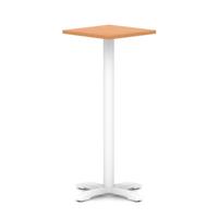 Italia 600mm Poseur Square Table Beech Top 1170mm High White Leg Cross Base