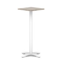 Italia 600mm Poseur Square Table Grey Oak Top 1170mm High White Leg Cross Base