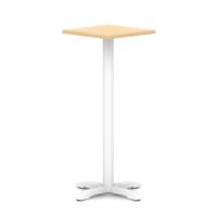 Italia 600mm Poseur Square Table Maple Top 1170mm High White Leg Cross Base