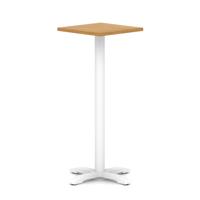 Italia 600mm Poseur Square Table Oak Top 1170mm High White Leg Cross Base