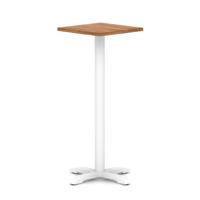 Italia 600mm Poseur Square Table Walnut Top 1170mm High White Leg Cross Base