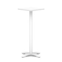 Italia 600mm Poseur Square Table White Top 1170mm High White Leg Cross Base
