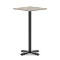 Italia 800mm Poseur Square Table Grey Oak Top 1170mm High Black Leg Cross Base