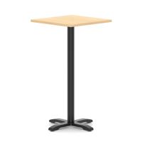 Italia 800mm Poseur Square Table Maple Top 1170mm High Black Leg Cross Base