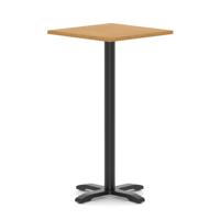 Italia 800mm Poseur Square Table Oak Top 1170mm High Black Leg Cross Base