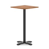 Italia 800mm Poseur Square Table Walnut Top 1170mm High Black Leg Cross Base