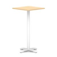 Italia 800mm Poseur Square Table Maple Top 1170mm High White Leg Cross Base