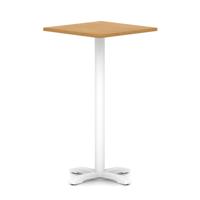 Italia 800mm Poseur Square Table Oak Top 1170mm High White Leg Cross Base
