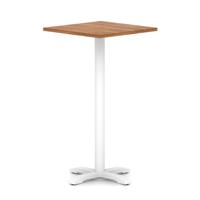 Italia 800mm Poseur Square Table Walnut Top 1170mm High White Leg Cross Base