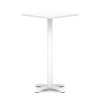 Italia 800mm Poseur Square Table White Top 1170mm High White Leg Cross Base