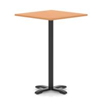 Italia 1000mm Poseur Square Table Beech Top 1170mm High Black Leg Cross Base
