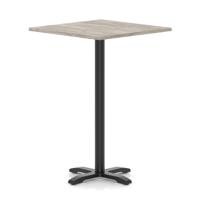 Italia 1000mm Poseur Square Table Grey Oak Top 1170mm High Black Leg Cross Base