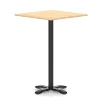 Italia 1000mm Poseur Square Table Maple Top 1170mm High Black Leg Cross Base