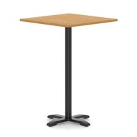 Italia 1000mm Poseur Square Table Oak Top 1170mm High Black Leg Cross Base